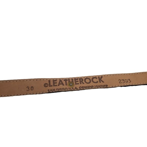 Leatherock Womens Suede Belt Sz 30 Black Leather Silver Tone Mirror Buckle Geo main image 11